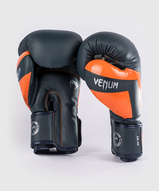 Venum Elite Boxing Gloves | Navy/Silver/Orange