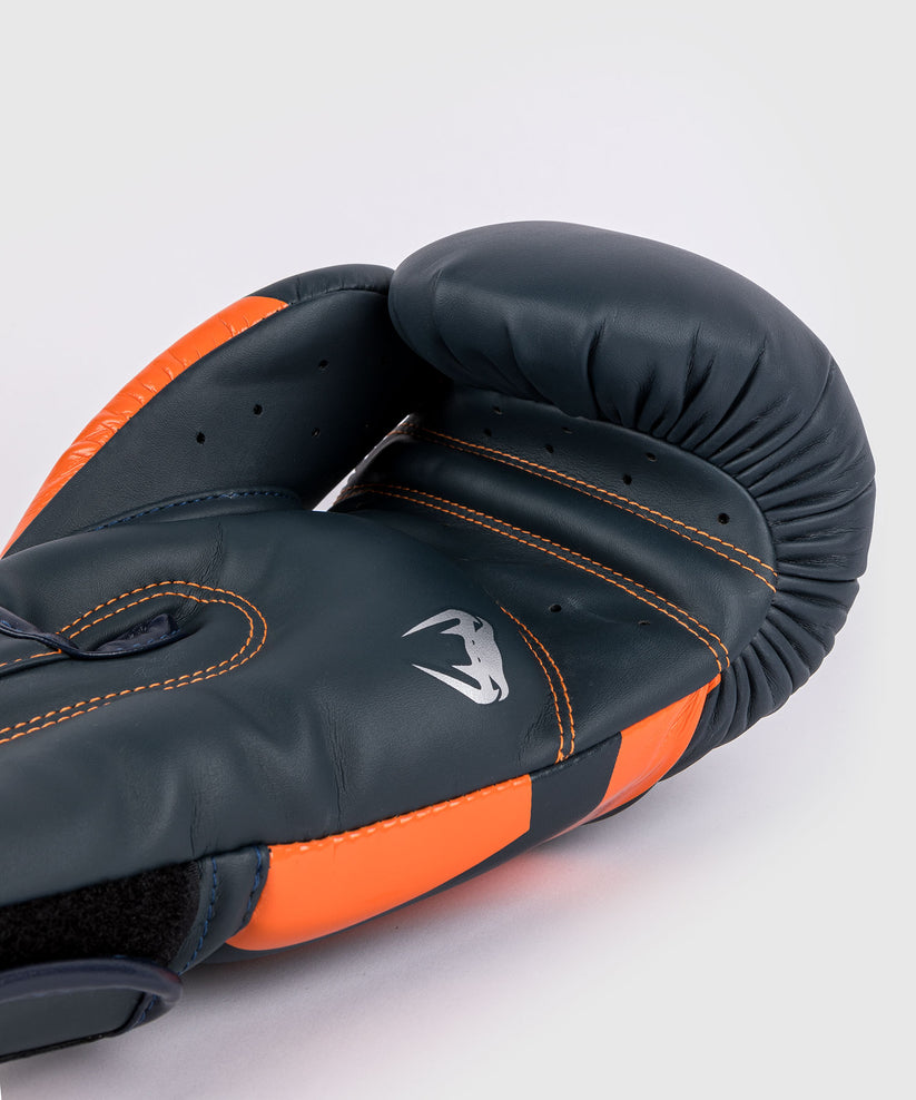 Venum Elite Boxing Gloves Navy Silver Orange Taskers Sports