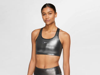 Nike Womens Swoosh Icon Clash Shimmer Bra Black / Silver