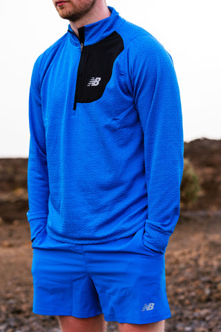 New Balance Mens Heat Grid 1/2 Zip | Blue Oasis Heather