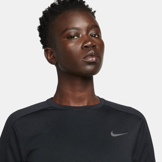 Nike Womens Dri-FIT Pacer Crew Neck Top | Black/Reflective Silver