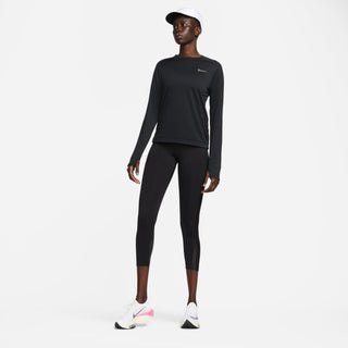 Nike Womens Dri-FIT Pacer Crew Neck Top | Black/Reflective Silver