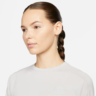 Nike Womens Dri-FIT Pacer Crew Neck Top | Light Iron Ore/Reflective Silver