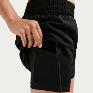 Nike Womens Dri-FIT High-Wasited 3" 2-in-1 Shorts | Black