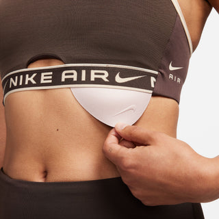 Nike Womens Indy High Neck Padded Mesh Sports Bra | Baroque Brown/Sandrift