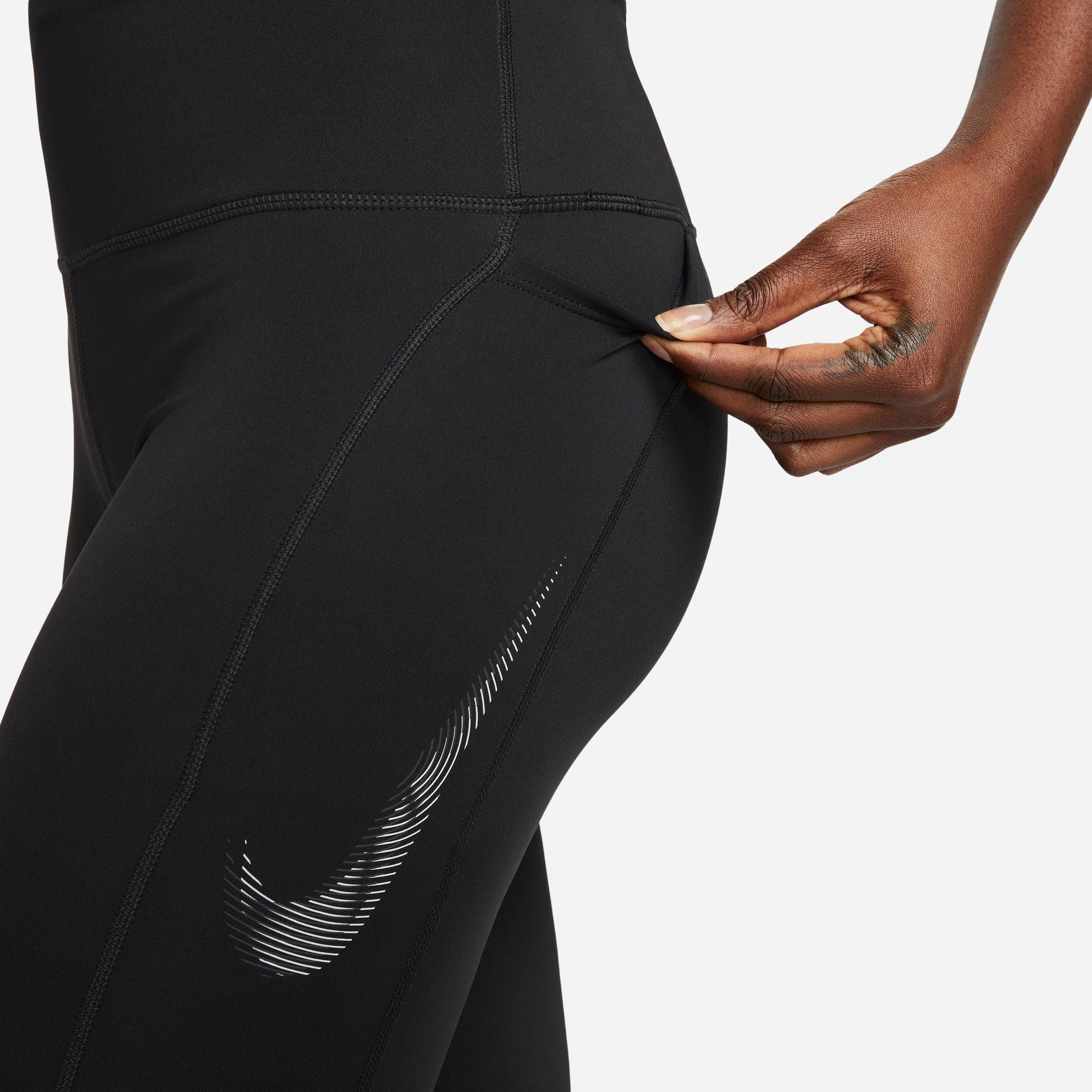 Nike Womens Mid-Rise 7/8 Graphic Leggings Black/Cool Grey
