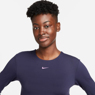 Nike Womens Pro Dri-FIT Cropped LS Top | Purple Ink/Purple Cosmos