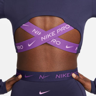 Nike Womens Pro Dri-FIT Cropped LS Top | Purple Ink/Purple Cosmos