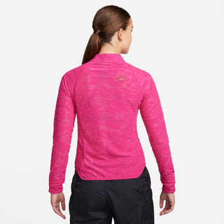 Nike Womens Dri-FIT 1/4 Zip Midlayer Trail Top | Fireberry/Cedar
