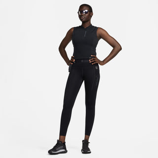 Nike Womens Dri-FIT 1/4 Zip Tank | Black/Dark Smoke
