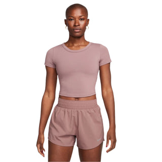 Nike Womens One Fitted Dri-fit Crop Tee | Smokey Mauve/Black