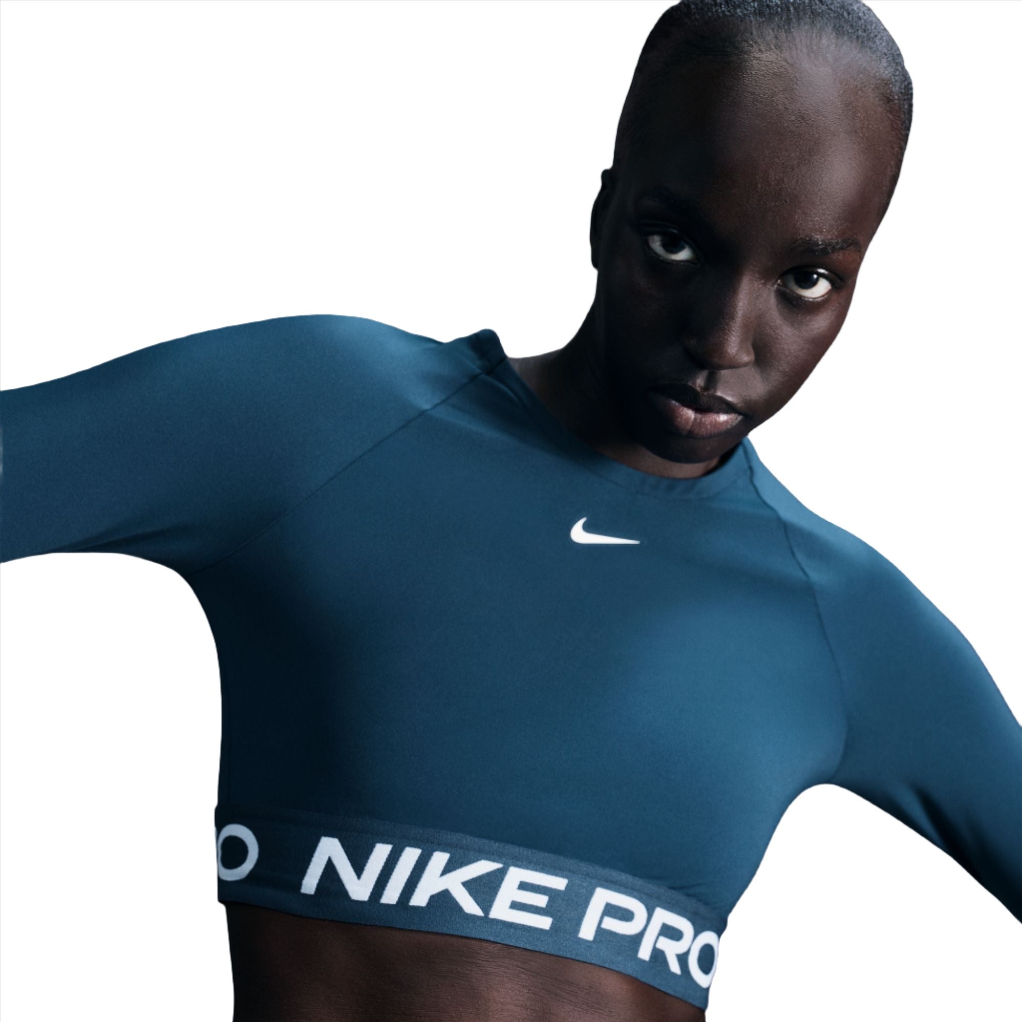 Nike Womens Pro Dri-FIT Cropped Top Armory Navy/White – Taskers