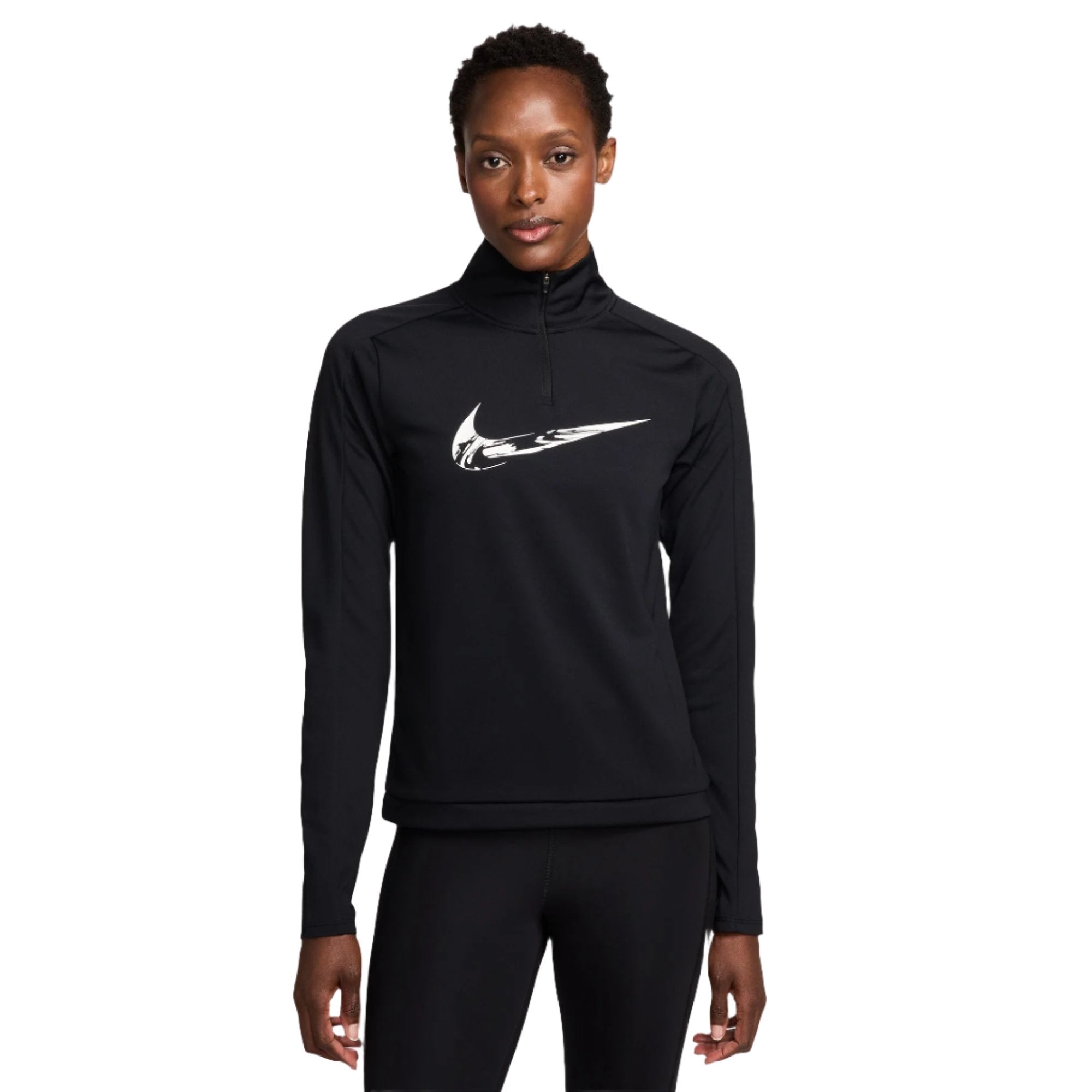 Nike Womens Swoosh Dri-FIT 1/4 Zip Black/White – Taskers Sports