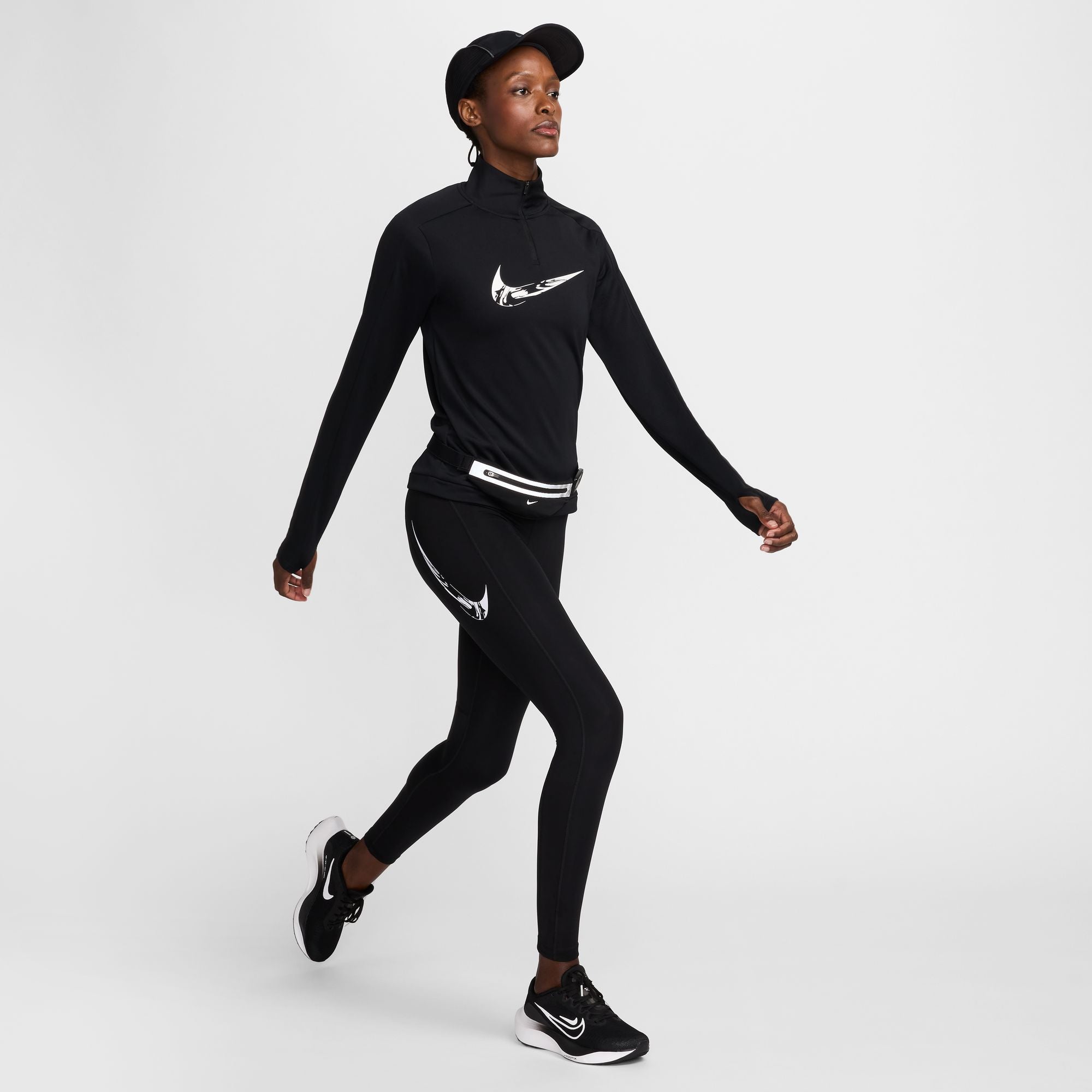 Nike Womens Swoosh Dri-FIT 1/4 Zip Black/White – Taskers Sports