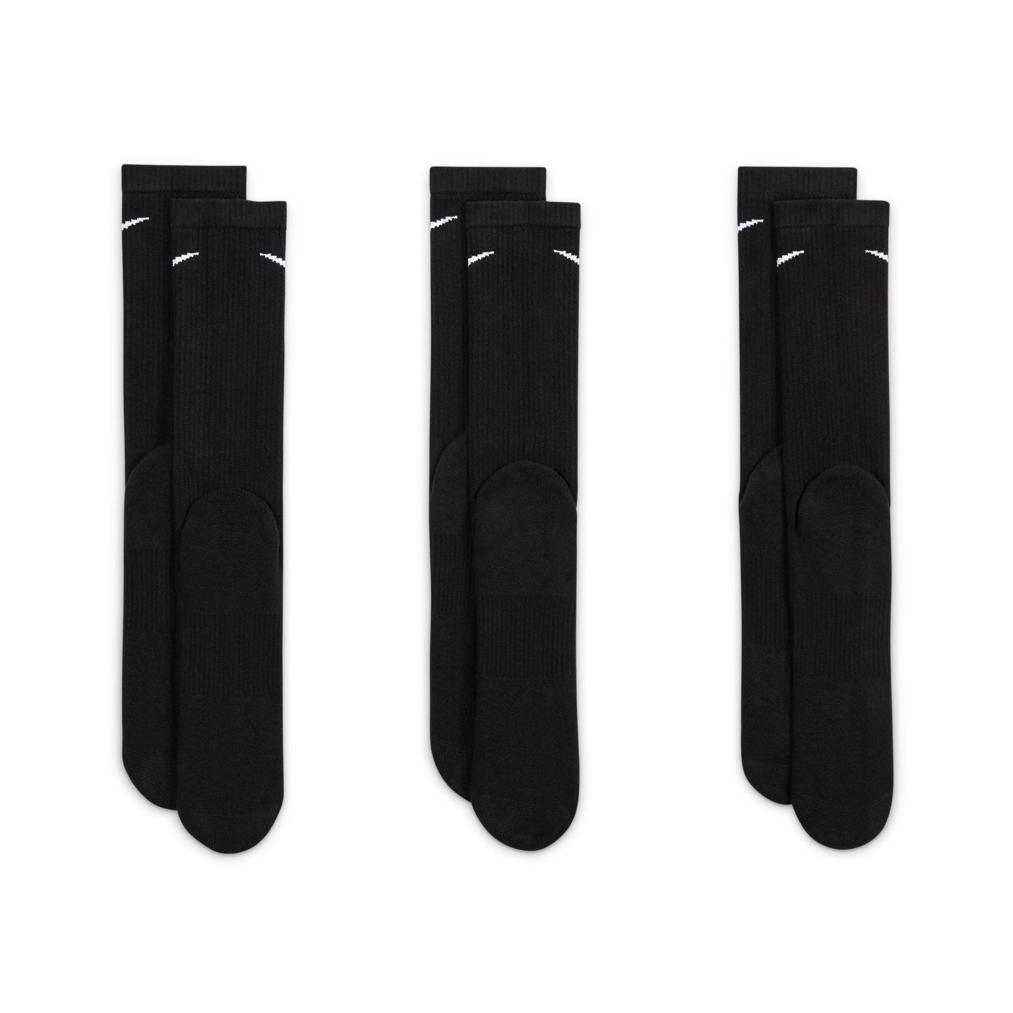 Nike Everyday Push Cushioned Crew Socks (3 Pack) Black/White
