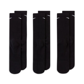 NIKE UNISEX EVERYDAY CUSHIONED TRAINING CREW SOCKS 3PACK | BLACK