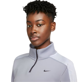 Nike Womens Dri-FIT Long Sleeved 1/4 Zip | Indigo Haze/Oxygen Purple