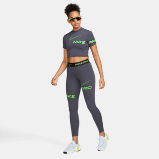 Nike Womens Dri-FIT SS Cropped Graphic Tee | Gridion/Green Strike
