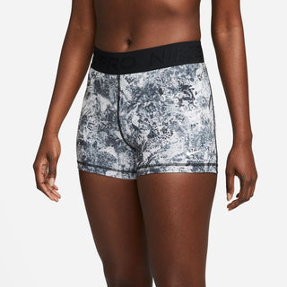 Nike Womens Pro Mid-Rise 3" Printed Training Shorts | Black/Iron Grey