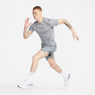 Nike Mens Dri-FIT Breathe Miler Tee | Smoke Grey/Reflective Silver