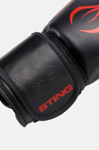 Sting Evolution Velcro Boxing Gloves | Black/Red