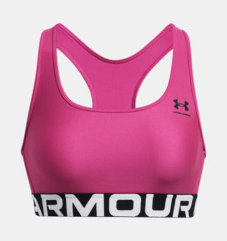 Under Armour Womens HeatGear Armour Mid Branded Bra | Astro Pink