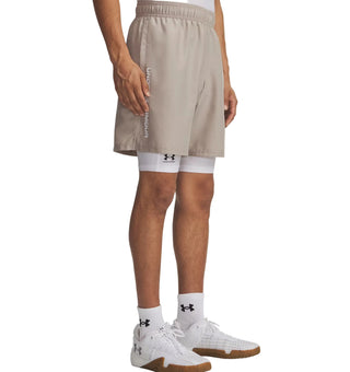Under Armour Mens Wordmark Shorts | Timberwolf Taupe/White