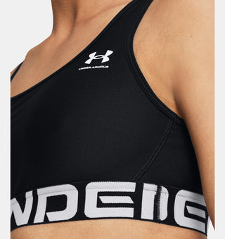 Under Armour Womens HeatGear Armour Mid Branded Bra | Black