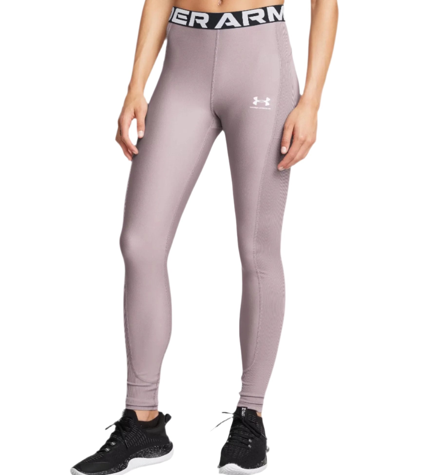 Under Armour Womens HeatGear Ribbed Leggings Tetra Gray/White