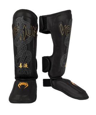 Venum Serpenti Shinguards | Black/Silver/Gold