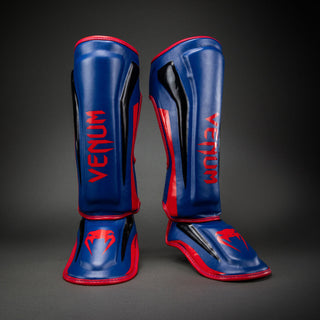 Venum Elite Standup Shin Guards | Dark Blue/Red
