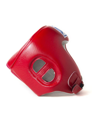 Sandee Kids Open Face Headguard Synthetic Leather | Red/White