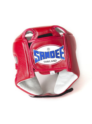 Sandee Kids Open Face Headguard Synthetic Leather | Red/White