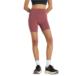 New Balance Sleek Pocket High Rise 6" Short | Washed Burgundy