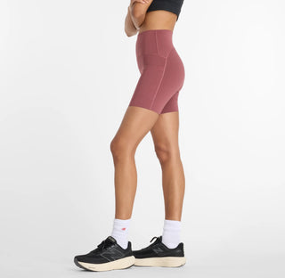 New Balance Sleek Pocket High Rise 6" Short | Washed Burgundy
