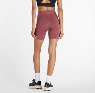 New Balance Sleek Pocket High Rise 6" Short | Washed Burgundy
