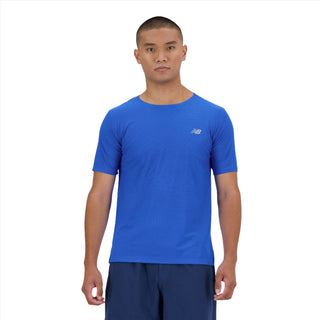 New Balance Mens Athletics Jacquard Tee | Blue Oasis