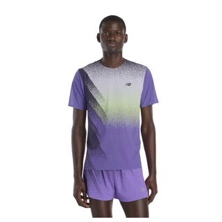 New Balance Mens Race Day Ultra Light Printed T-Shirt | Electric Purple