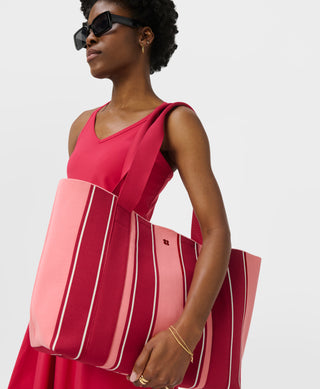 Sweaty Betty Knitted Stripe Bag | Melrose/Crimson Stripe