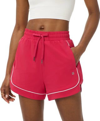 Sweaty Betty Explorer Track Piped Shorts | Crimson Red