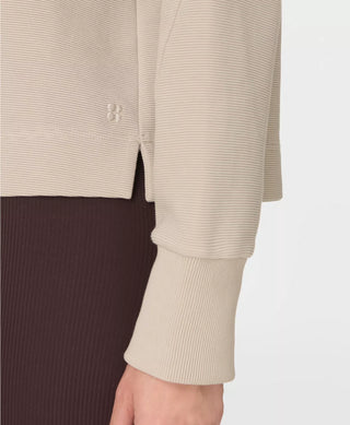 Sweaty Betty Peaceful Ribbed Half Zip Cropped Sweatshirt | Dusk Beige