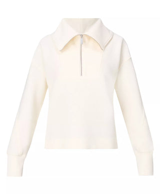 Sweaty Betty Peaceful Ribbed Half Zip Cropped Sweatshirt | Lily White