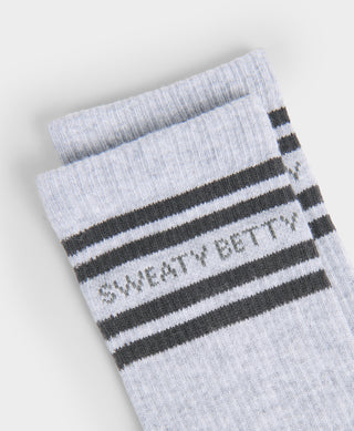 Sweaty Betty Varsity Slogan Socks | Light Grey Marl