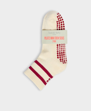 Sweaty Betty Form Pilates Mini Crew Sock (2Pack) | Creme/Beige Stripe
