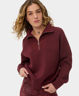 Sweaty Betty Textured Half Zip | Merlot Red