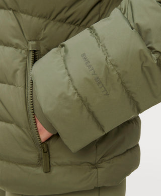 Sweaty Betty Nimbus Lightweight Puffer Jacket | Bracken Green