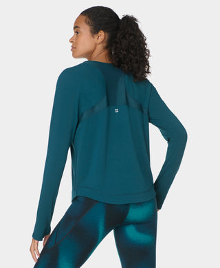 Sweaty Betty Breathe Easy Mesh Long Sleeve Tee | Deep Green