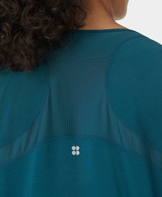 Sweaty Betty Breathe Easy Mesh Long Sleeve Tee | Deep Green