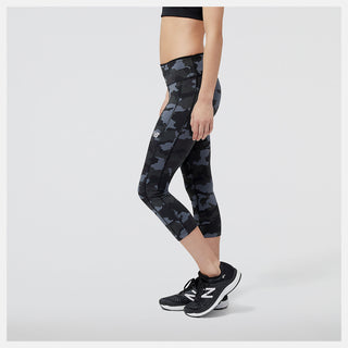 New Balance Womens Printed Accelerate Capri Tights | Phantom