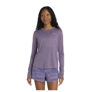 New Balance Womens Athletics Long Sleeve Tee | Candied Violet/Heather